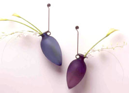 Hanging Vases - Etched Glass blue and purple